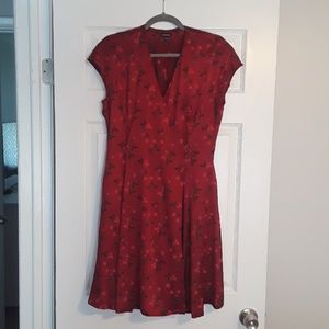J Peterman Red Silk Wrap Dress Size 8